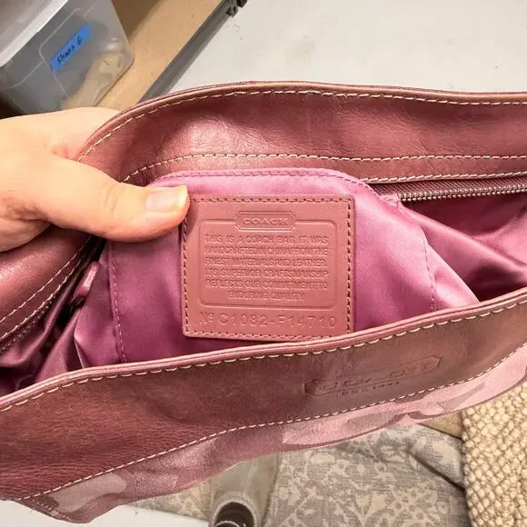 Y2K PINK Coach Signature C Logo Hobo Shoulder Bag VTG Zoe Optic EUC 2000s F14710 - Picture 6 of 11